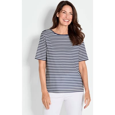 Gestreept shirt van viscose-jersey - zwart / wit / gestreept - Gr. 19 van Goldner Fashion