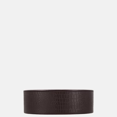 Chamada Fleur leren opbergbox ovaal croco large donkerbruin