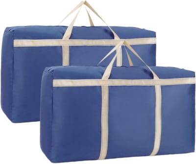 Extra grote opbergzakken set van 2, 120 liter, duurzame 600D Oxford tas met stevige ritsen en handvatten voor verhuizen en reizen, ideaal voor opslag en organisatie.