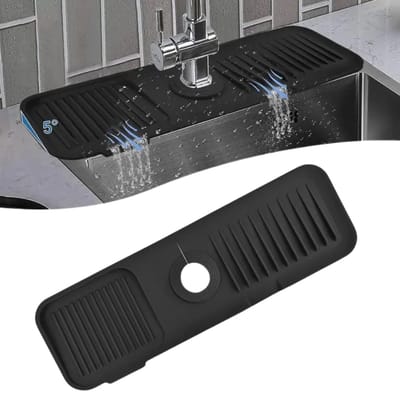 Siliconen kraanmat - 45X14CM - Afvoerpad - Gootsteenmat - Accessoires voor aanrecht - Siliconen Mat voor Kraan - Gootsteen - Droogmat - Afdruipmat - Keuken - Badkamer - Antislip