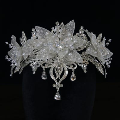 Nieuwe Handgemaakte Super Fee Bruid Bruiloft Kroon Tiara Kroon Verjaardag Kroon Haaraccessoires Belangrijkste Bruiloft Accessoires voor Vrouwen gray