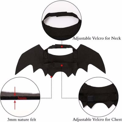 Huisdier Halloween Cosplay Kostuum voor Honden Katten Puppy Kittens Zwarte Vleermuisvleugels zwart