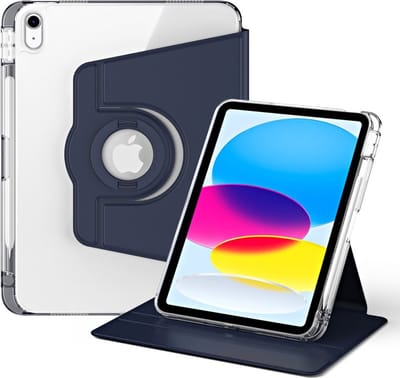 Tablethoes geschikt voor iPad (2025) / iPad 10.9 (2022) Hoesje - 360° Rotating Folio Book Case met Wake/Sleep - Blauw