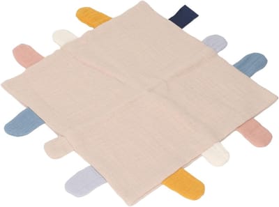 Zachte Veiligheidsdeken - Babyspeelgoed - Sensorische Ontwikkeling - Ademend Katoen - 24 x 24 cm - Khaki