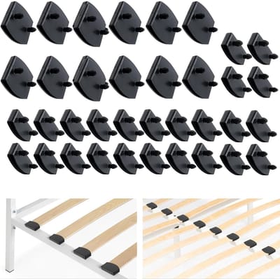 NTH products- Lattenbodemkappen 36 Stuks - Latteneinddoppen 24 Stuks - Middensteunen 12 Stuks - Verbindingsaccessoires - Voor Eenpersoons/Tweepersoonsbedden - Geschikt Voor Diverse Bedtypes - Bedbodemaccessoires