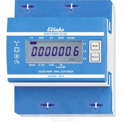 Eltako DSZ15WD-3x5A MID 28305015 kWh-meter 3-fasen met S0-interface Digitaal 5 A Conform MID: Ja 1 stuk(s)