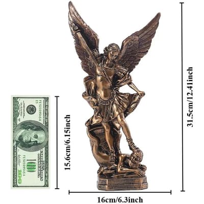 Statue en résine de San Miguel Archange, figurine de Saint Michel, sculpture de collection de Saint Michel Archange victorieux sur Satan