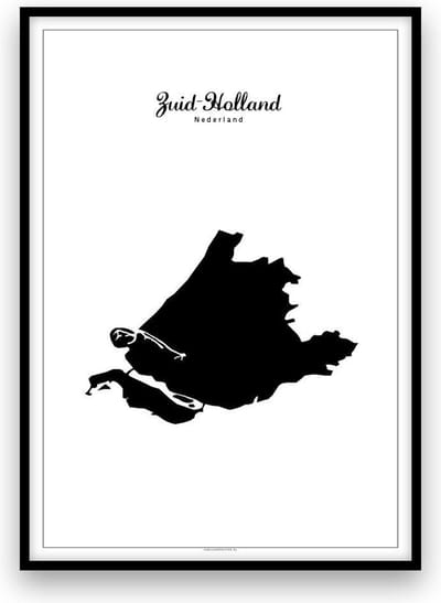 Zuid-Holland provincieposter - Zwart-wit