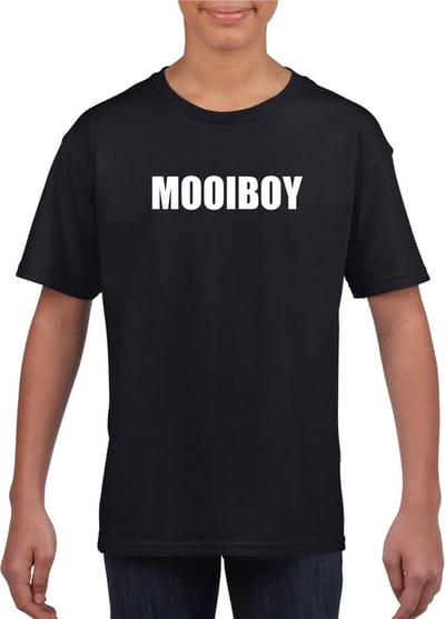 Mooiboy tekst t-shirt zwart kinderen 110/116