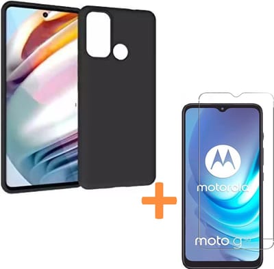 Silicone hoesje zwart met 2 Pack Tempered glas Screen Protector Geschikt voor: Motorola Moto G50