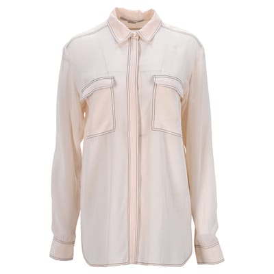 Stella McCartney overhemd met lange mouwen en twee zakken in licht perzikkleurige crêpe satijn.