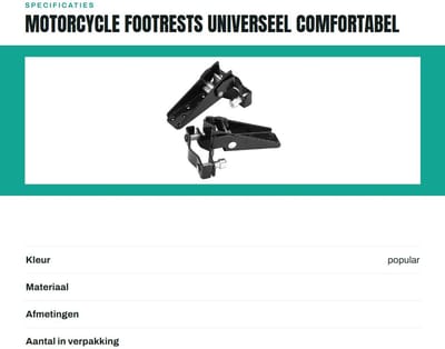 Dailygoods- Motorvoetsteunen Universeel - 2 Stuks - Metaal - Pedaalvoetsteunen - Voor Fiets/Motorfiets - Duurzaam en Comfortabel - Voetsteunen