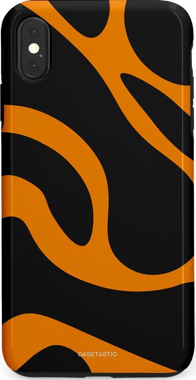 Casetastic hoesje geschikt voor Apple iPhone XS Max - Dubbellaagse bescherming - Katachtige Oranje Tijger Strepen - Fashion Case - Zwart Oranje