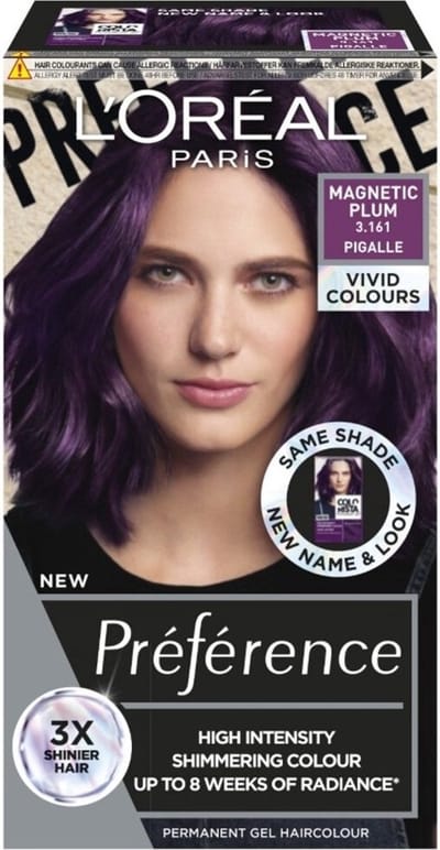 L-Oreal Paris Preference Vivids 3.161 - Magnetic Plum Pigalle - Permanente Haarkleuring - 6 stuks