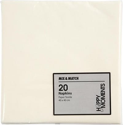 Servetten, afm 40x40 cm, 60 gr, off-white, 20 stuk/ 1 doos