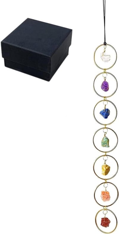 Chakra Kristallen Hanger - Helende Stenen Decoratie - Spirituele Verrijking - Natuurlijke Edelstenen - 46 cm Lengte - Multicolor