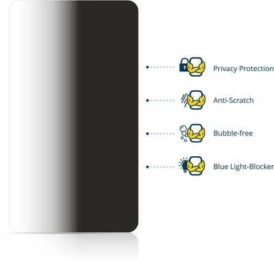 BROTECT - privacy screenprotector voor Smartphones en Mobiele Telefoons met 3 inch-scherm [67.4 mm x 38.4 mm, 16:9] - Folie Beschermfolie Blauwlichtfilter