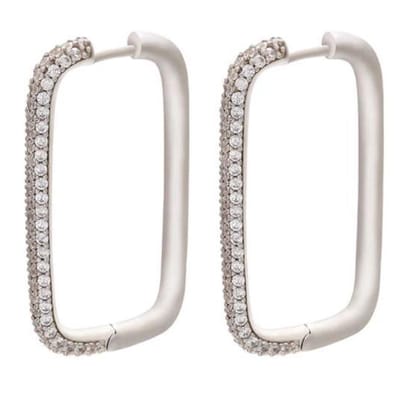 Jobo By JET - Hope oorbellen - Large - Zilver - Zilverkleurige ovalen oorbellen - Diamanten