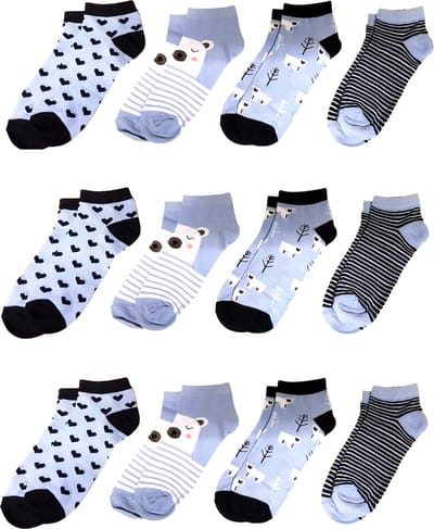 Belucci Katoenen Dames Sneakersokken 12 Paar Fantasie Maat 35/38