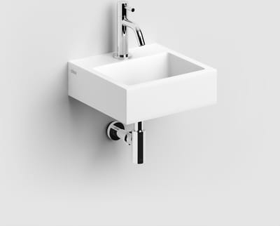 Clou Flush 1 fontein 28x27x9cm - 1 kraangat - met afvoerplug - aluite - mat wit