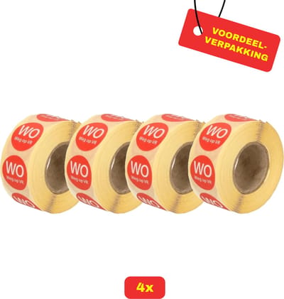 4 X HACCP datumstickers met Wo weg op Vr - 4 x 500 stickers - Voordeelverpakking!