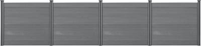 HKC Schuttingpaneel met palen grijs 165x618 cm