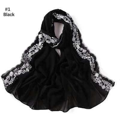 Hijab Mousseline Bulle Florale Brodé Uni Ramadan Châles Point Dentelle Femmes Foulard Pare-Soleil Extérieur Coupe-Vent Enveloppement de Tête gray