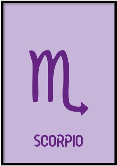 Poster Sterrenbeeld Scorpio paars - 30x40 cm - Sterrenbeeld - WALLLL - Exclusief lijst - Professioneel fotopapier