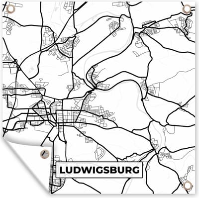 Tuin poster Stadskaart - Ludwigsburg - Kaart - Plattegrond - 200x200 cm - Tuindoek
