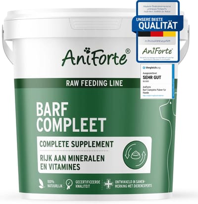 AniForte BARF Compleet Poeder voor Honden 1 kg – Natuurlijke BARF Supplement met Vitaminen, Mineralen & Omega Vetzuren – Gemaakt in Duitsland
