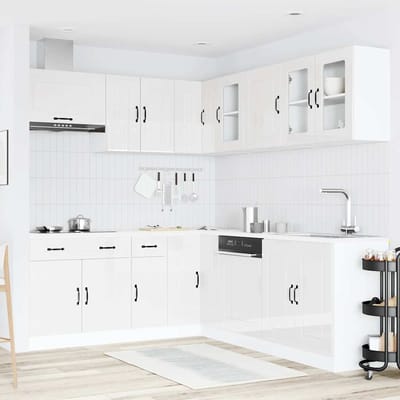 vidaXL - 11-delige - Keukenkastenset - Kalmar - bewerkt - hout - glanzend - wit