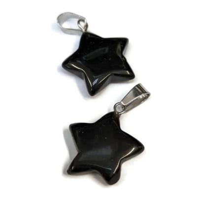 Aramat Jewels | Hangers | Ster Hanger van Obsidiaan natuursteen | | | |20mm | Staal | Volwassenen | Verkleurd niet
