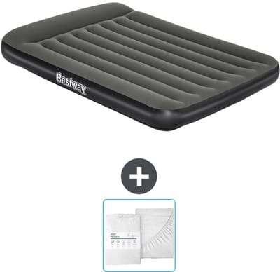 Bestway luchtbed - Twijfelaar - 137 x 191 x 30 cm - Groen - Inclusief en Hoeslaken