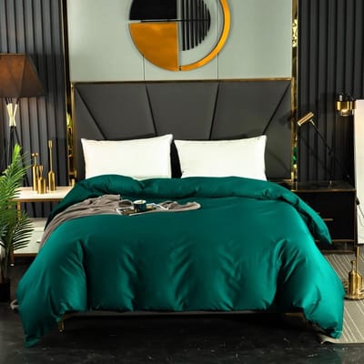 Ensemble Housse de Couette Turquoise Uni en Coton Pima King Queen Double Full Twin Simple Ensemble de Linge de Lit 200x230cm
