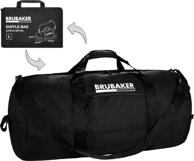 BRUBAKER Opvouwbare Reistas - 110L Duffle Bag Zwart - Convertible Weekender Sporttas - Grote Opvouwbare Tas voor Reizen, Vakantie, Fitness - Lichtgewicht Trainingstas voor Mannen en Vrouwen