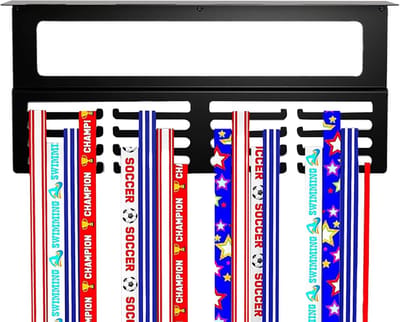 Trofeerek Wandmontage - Prijzenhouder Metaal - Sport Prestaties Tonen - Robuuste Metalen Constructie - 37x207x37mm - Zwart