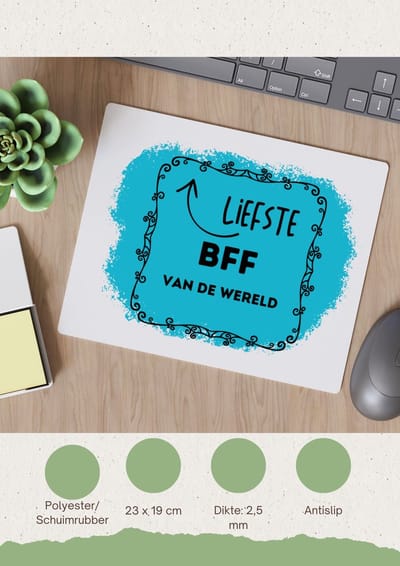 Akyol - liefste bff van de wereld Muismat - Vriend - de liefste beste vriend - verjaardag - cadeautje voor beste vriend - beste vriend artikelen - kado - geschenk - 23 bij 19 cm