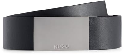 HUGO Leren Riem Gand Sz35 Belt W90 Black Zwart