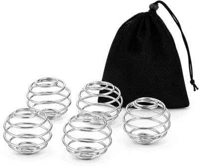 Shakerbal - Kleine RVS Mengbal - 4,5 cm - 5 Stuks - Met Opbergzakje