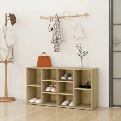 vidaXL - Schoenenbank - 103x30x55 - cm - bewerkt - hout - sonoma - eikenkleurig