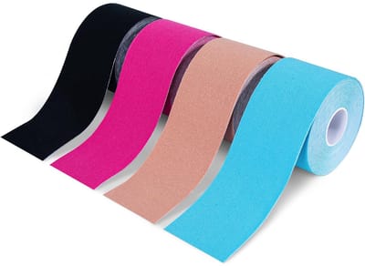 carmdering - Kinesiologie Tape - Knietape - Sporttape - Set van 4, waterbestendig en ademend - Rekbaar tot 160%, optimale bewegingsvrijheid - Hypoallergeen, latex- en rubbervrij - Blijft 3-5 dagen zitten, geschikt voor zwemmen en sport