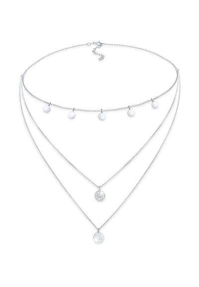 Elli - Halsketting - Dames Choker Laagje Cirkel Rond Munt Vintage Trend in 925 Sterling Zilver - Dames