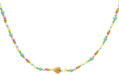 Blue heart bracelet - #summergirls collection - Yehwang - 37 + 5 cm - Kralenketting - Goud/Multi