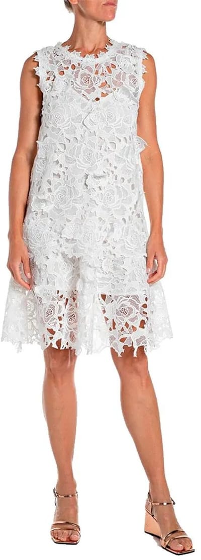 Replay W9239 .000.52886 Mouwloze Midi-jurk Wit M Vrouw