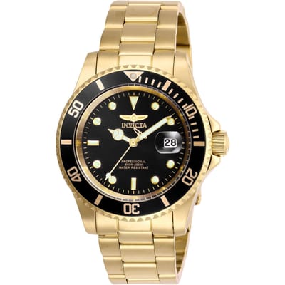 Invicta Pro Diver 26975 Heren Horloge - Waterdicht - Analoog - Quartz Uurwerk - Roestvrij Staal met zwarte Wijzerplaat - 40mm