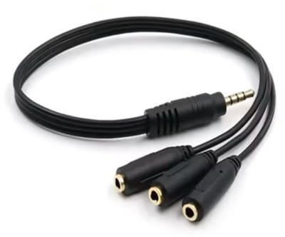 VIKEFON 3,5 mm stereo audio splitter – 1 naar 3 – 30 cm – gegalvaniseerde connector – zwart