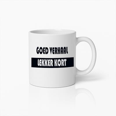 Grappige Koffiemok | Goed Verhaal Lekker Kort | Humoristische Quote Keramische Beker 330ml