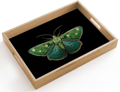 Dienblad hout 40x30 cm - Schootdienblad - Mot - Levendig - Groen - Borrelplank rechthoek - Plateau dienbladen
