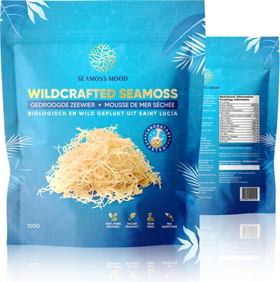 SeamossMood St. Lucia Rauwe Sea moss - Zeewier - Natuurlijk en Wild Geoogst, 100g