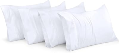 Famanu - Standaard kussenslopen – 4 stuks – envelopsluiting – zachte geborstelde microvezelstof – krimp- en vervagingsbestendige kussenslopen standaardformaat 50 x 61 cm (standaard, wit)